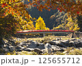 Taigetsu bridge across Tomoe river at Korankei gorge during autumn season Taigetsu bridge across Tomoe river at Korankei gorge during autumn season 125655712