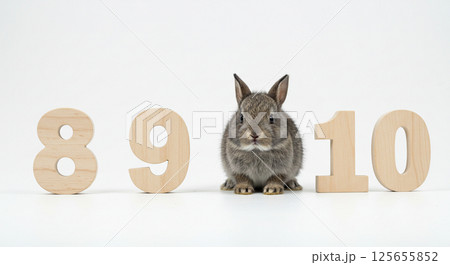 数字のブロックとうさぎ 125655852