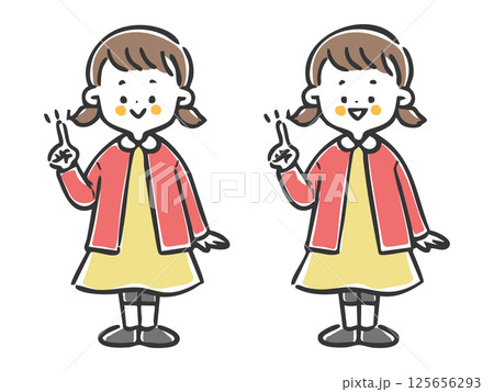 指差しをする女児　全身　ベクター 125656293