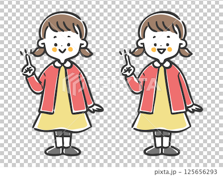 指差しをする女児　全身　ベクター 125656293