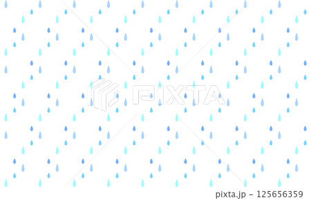 青と水色の雫の形をした水がジグザグ並ぶ雨模様 125656359