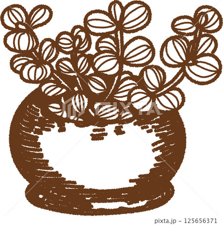 観葉植物の線画のイラスト 125656371