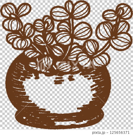 観葉植物の線画のイラスト 125656371