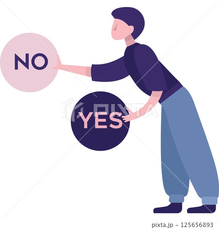Man and yes no sign vector icon isolated 125656893