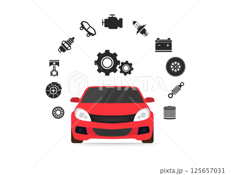 Car Parts Concept Icons Vector Illustration. Stock illustration Car Parts Concept Icons Vector Illustration. Stock illustration 125657031