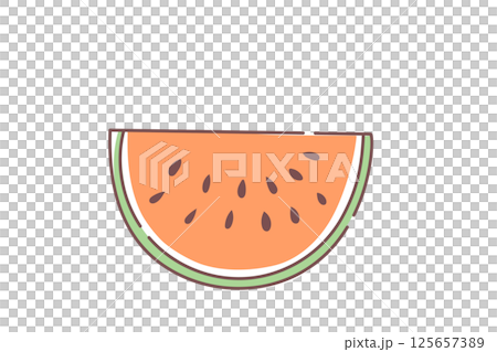 切西瓜的可愛向量插圖 125657389