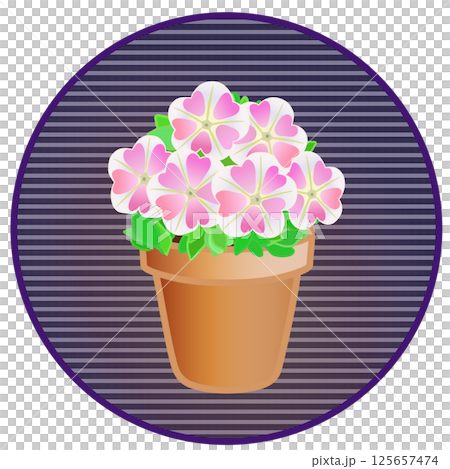 具有圓形背景的矮牽牛花插圖 具有圓形背景的矮牽牛花插圖 125657474