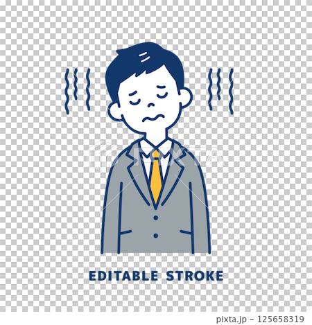 肩を落としてガッカリする、スーツを着た若い男性のベクターイラスト素材_線幅の編集可能 肩を落としてガッカリする、スーツを着た若い男性のベクターイラスト素材_線幅の編集可能 125658319