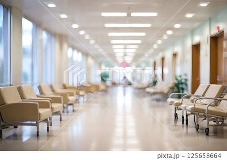 Blur focus of the hospital hallway. hospital interior 125658664