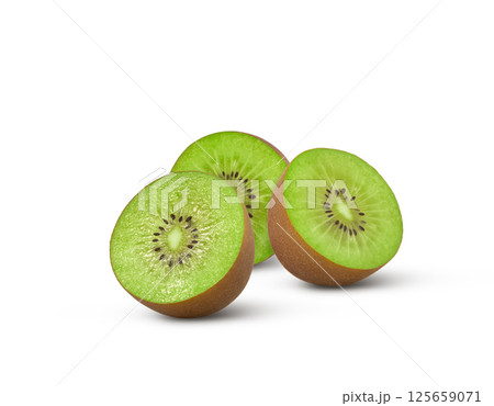 Kiwi fruit slice isolated on white background. Halved kiwis. 125659071