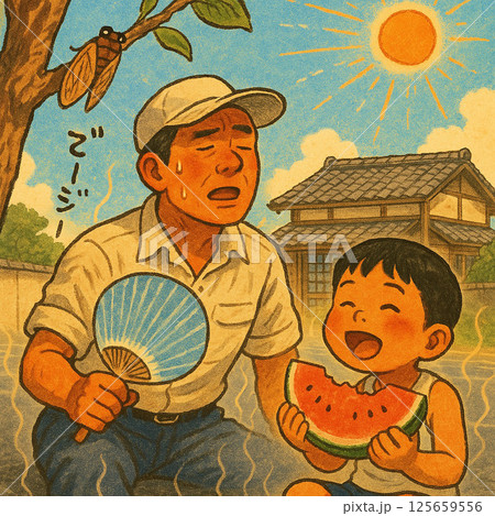 炎天下の親子 125659556