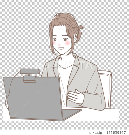 リモートで会話している女性会社員 リモートで会話している女性会社員 125659567