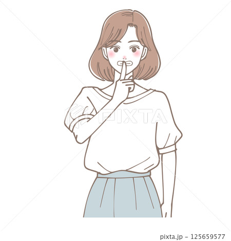 静かにのジェスチャーをしている女性 静かにのジェスチャーをしている女性 125659577