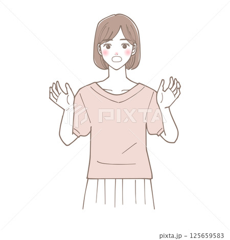 驚いている若い女性のイラスト 125659583