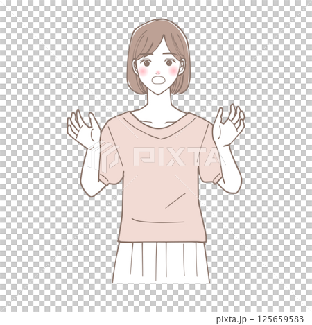 驚いている若い女性のイラスト 125659583