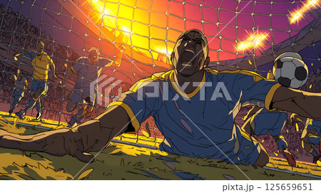 ゴールパフォーマンスをするサッカー選手 125659651
