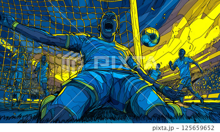 ゴールパフォーマンスをするサッカー選手 125659652