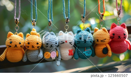 Amigurumi keychains are cute, detailed, and practical, perfect as accessories or gifts. Amigurumi keychains are cute, detailed, and practical, perfect as accessories or gifts. 125660507