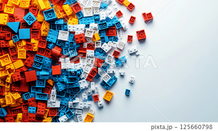 Lego blocks scattered across the scene. AI Generated. Lego blocks scattered across the scene. AI Generated. 125660798
