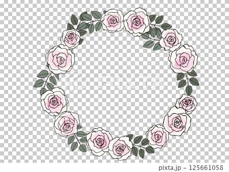 Stylish hand-painted rose flower wreath by Pierre De Ronsard 125661058