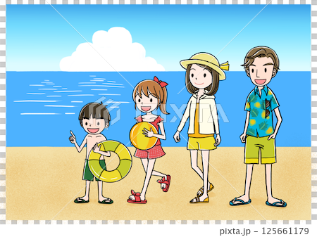 Family swimming in the sea in summer Family swimming in the sea in summer 125661179