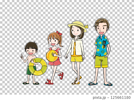 夏に家族で海水浴 125661180