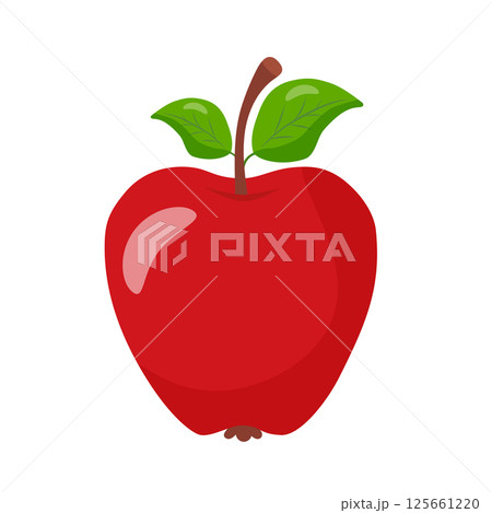 Red sweet and tasty apple. Natural fruits, hand drawn. 125661220