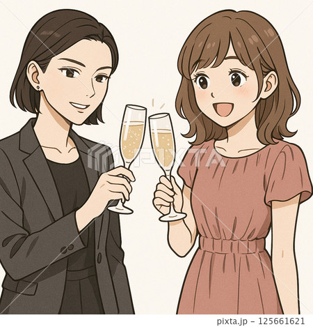 乾杯する若い女性 125661621