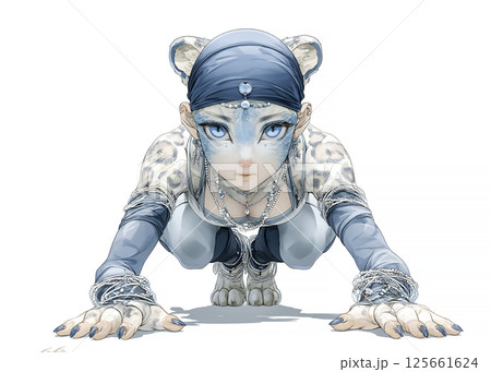 獲物を狙うチーターの妖精のイラスト素材 125661624