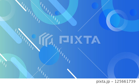 ブルーグリーンの円と線が重なる抽象背景素材 ブルーグリーンの円と線が重なる抽象背景素材 125661739