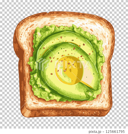 Avocado toast watercolor illustration AI generation 125661795