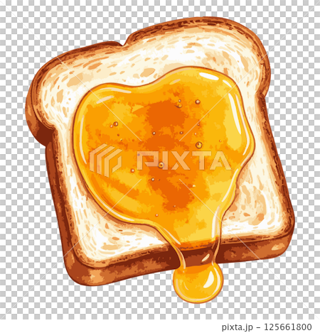 塗滿蜂蜜的吐司水彩插圖 AI 生成 125661800