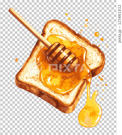 塗滿蜂蜜的吐司水彩插圖 AI 生成 125661812