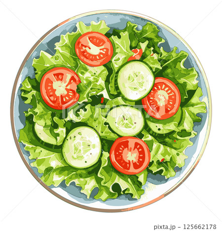 サラダの水彩風イラスト　生成AI 125662178