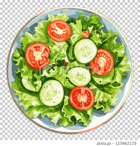 サラダの水彩風イラスト　生成AI 125662178