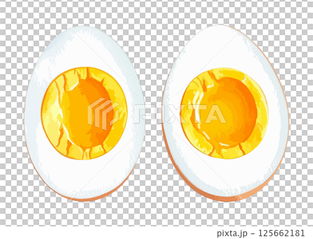 Watercolor illustration of boiled egg - AI generation 125662181