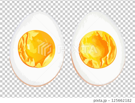 Watercolor illustration of boiled egg - AI generation 125662182