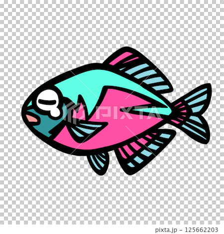 シンプルな悲しむタナゴのイラスト 125662203