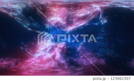 A mirrored abstract pink and blue swirling energy, forming a cosmic and futuristic design A mirrored abstract pink and blue swirling energy, forming a cosmic and futuristic design 125662307