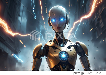 力強さを感じるロボット　電気を放出　ai 125662340