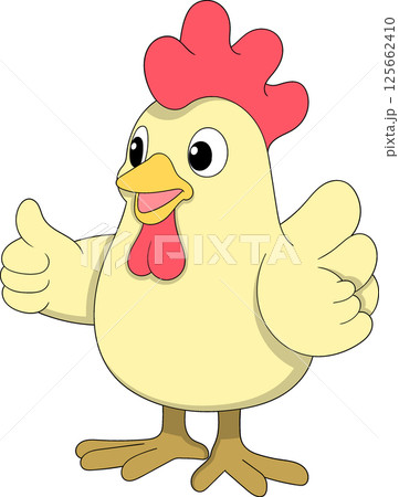 Cartoon Doodle Rooster Mascot Giving Thumbs Up Cartoon Doodle Rooster Mascot Giving Thumbs Up 125662410