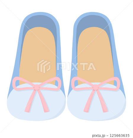 Cute blue shoes, pink bow 125663635