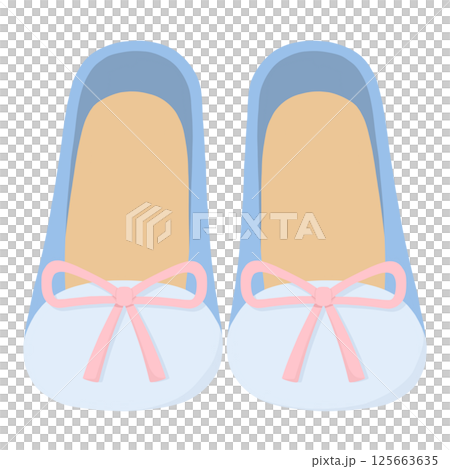 Cute blue shoes, pink bow 125663635