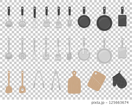 Kitchen utensils illustration material set_Silver Kitchen utensils illustration material set_Silver 125663674