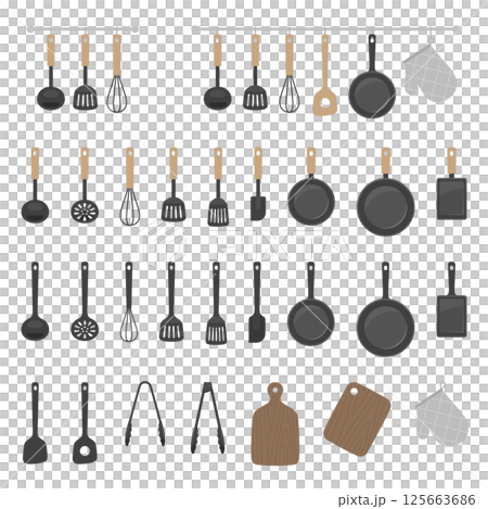 廚房用具插畫素材組_黑色 廚房用具插畫素材組_黑色 125663686
