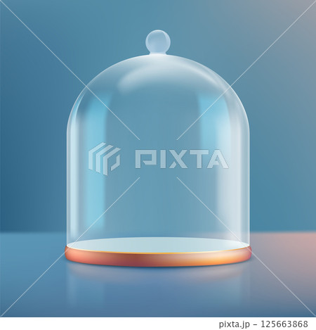Empty stand cylinder with glass dome 125663868