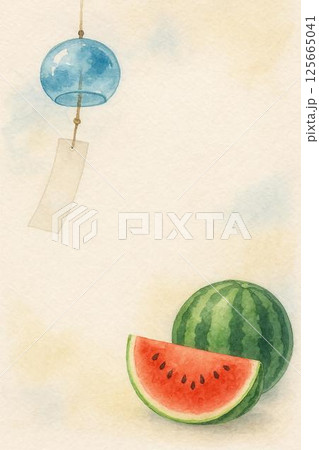 夏イメージ スイカ 風鈴 夏イメージ スイカ 風鈴 125665041