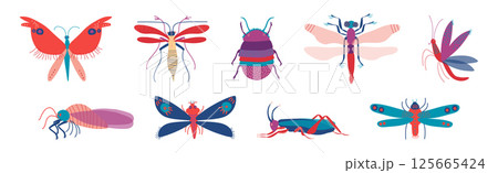 Small Garden Insect with Legs and Antennae Vector Set Small Garden Insect with Legs and Antennae Vector Set 125665424