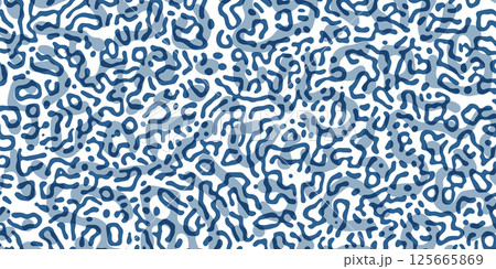 Vector Generative algorithm psychedelic blue background. Reaction-diffusion or turing pattern formation. Organic lines in memphis. Unique texture of homogeneous, uniform state in biological organisms 125665869