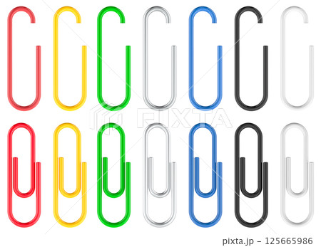 Colored Paper Clips with PVC Coated on the sheet, 3D rendering 125665986